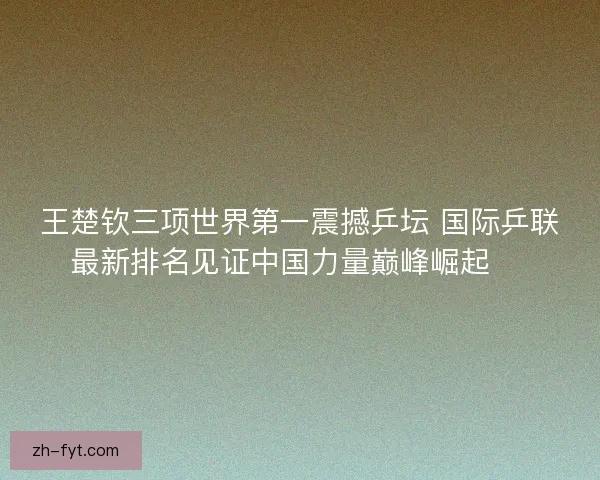 王楚钦三项世界第一震撼乒坛 国际乒联最新排名见证中国力量巅峰崛起 🏓